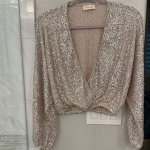 Champagne Sequin Blouse nwot